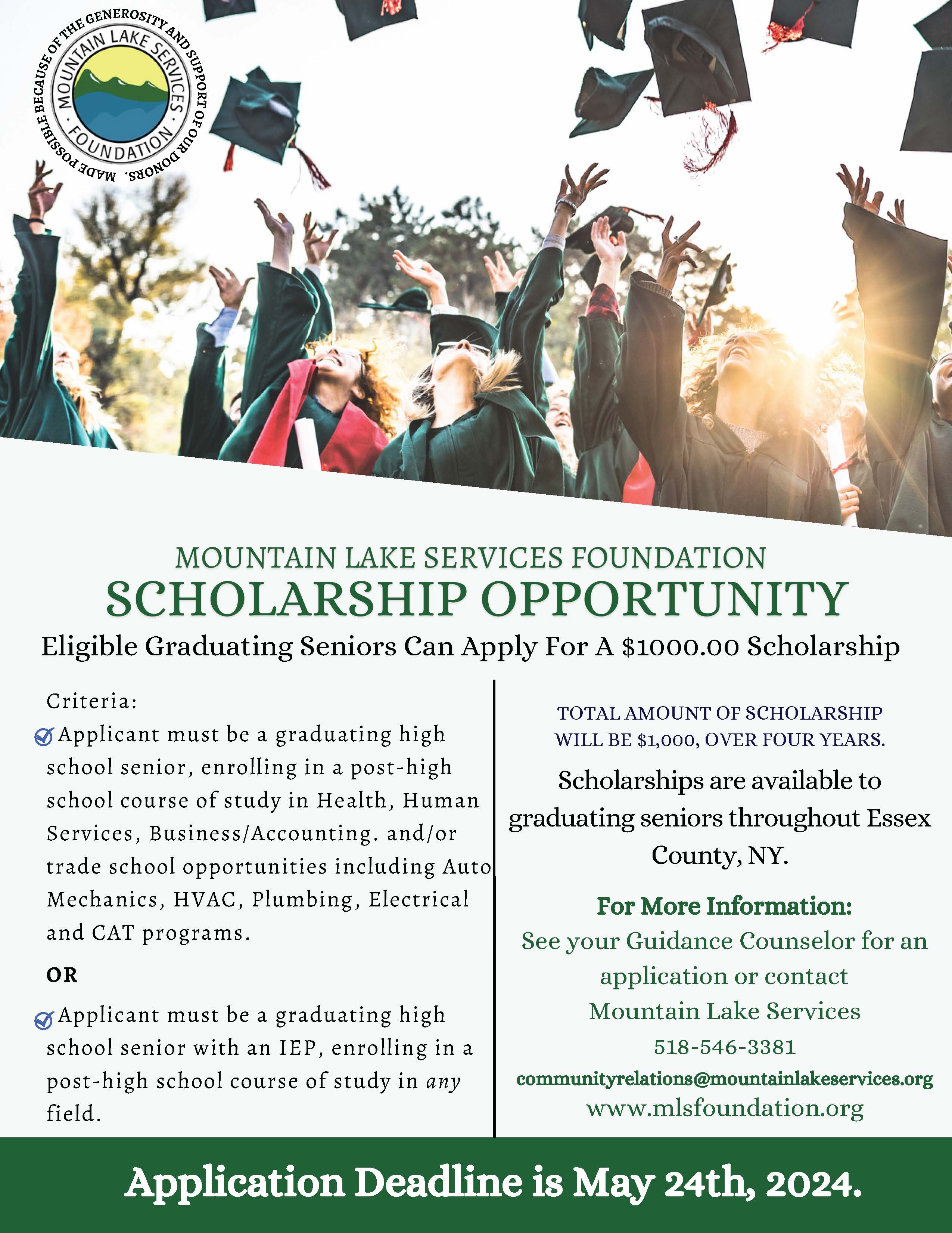Scholarships Mountain Lake Services Foundation
